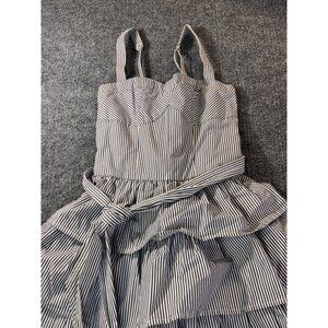 Abercrombie & Fitch girls dress size Large spagetti strap Stripes with ruffles
